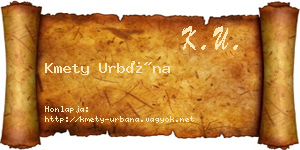 Kmety Urbána névjegykártya